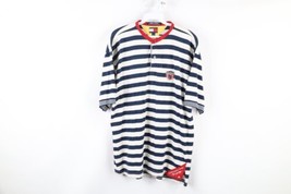 Vtg 90s Tommy Hilfiger International Games Mens L Striped Spell Out Henley Shirt - £34.91 GBP