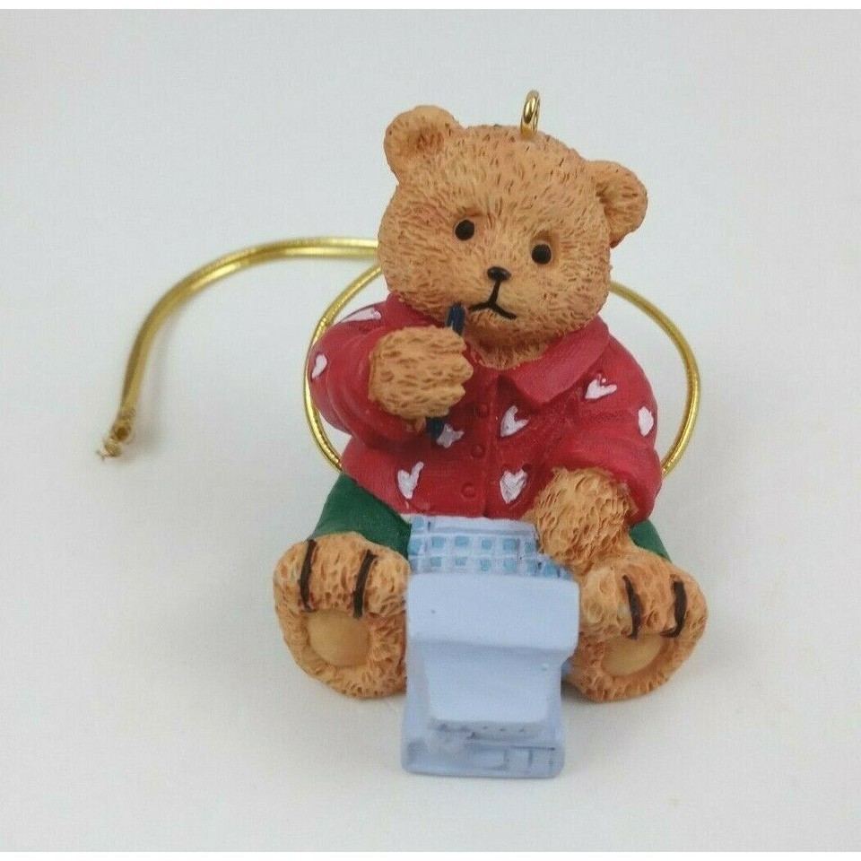 Vintage 1998 Avon Ornament Your Special Package Topper Computer Bear - $14.83