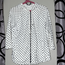 Weekends by Chico’s polkadot full zip hooded jacket size 1/Small - £15.66 GBP