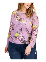 Love Fire Ladies Purple Printed Long Sleeve Crew Neck Top Plus Size 3X Nwot - £21.11 GBP