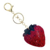Bling Strawberry Crystal Keychain Keyring Bag Charm - $13.86