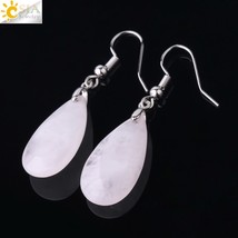 CSJA Natural Stone Water Drop Earrings Multi-faceted Beads Pendants Earring Crys - £7.23 GBP