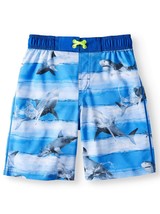 Wonder Nation Boys Swim Trunks X-Small (4-5) Blue W Sharks UPF 50+ NEW - $11.60
