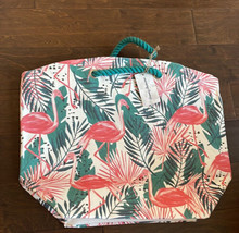 Tommy Bahama Tropical Pink Flamingos Beach bag NWT Nautical Canvas Pink Green - £20.00 GBP