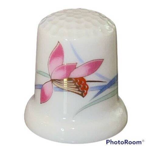 Primary image for Vintage Yamase Thimble Pink Flower Japan Collectible Sewing Mini Figurine