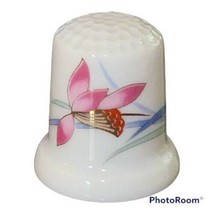 Vintage Yamase Thimble Pink Flower Japan Collectible Sewing Mini Figurine - $11.85
