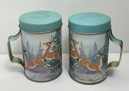 Vintage Christmas Deer Salt and Pepper Shaker Set JSNY winter Deer 4 inches - £9.57 GBP