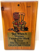 Vintage Souvenir Wooden Wall Plaque Grandmother Novelty Seattle 5 x 7 inches - £10.68 GBP