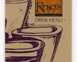 Reno&#39;s Drink Menu Southwestern Steak House Sheraton Casino Tunica Missis... - £13.63 GBP