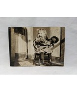 Early 1900s Boy On Chair With Doll Toy Photograph 3&quot; X 2&quot; - $368.28 MXN