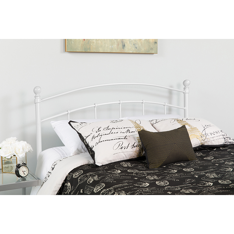 White Metal Full Headboard HG-HB1706-WH-F-GG