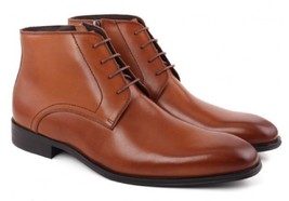 Ambrosial Amber Orange Nice Looks Sterling Leather Men Chukka Ankle Boots - £101.46 GBP