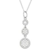 Sterling Silver Triple Round CZ with Beaded Border Pendant - £62.65 GBP