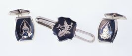 Gorgeous Sterling Silver Niello Men's Tie Clip and Cufflink Set - $277.20