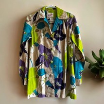 Vtg 60&#39;s Indorables Of California Mod Bright Floral Jacket Shirt Shacket S - £53.49 GBP