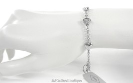 Fossil JOA00326040 Hearts Charms Pave Crystals Silver tone Chain Bracelet NEW! - £23.59 GBP