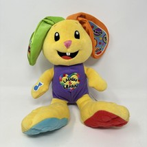 Fisher Price Bunny Laugh &amp; Learn Plush Sensory Toy 12&quot; Musical 123&#39;s Yellow Blue - £20.55 GBP