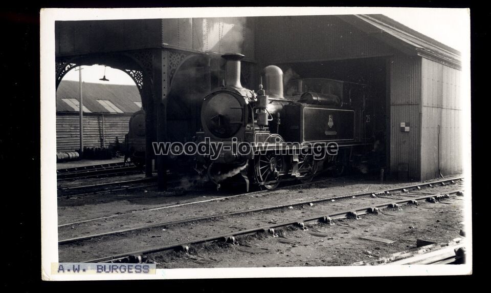 ry173 - British Rail - IOW Engine No.W25 &quot;Godshill&quot; in a Shed - photograph - $2.54