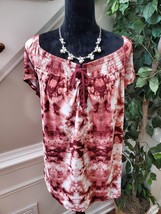 Sauci Plus Women&#39;s Tie Dye Polyester Square Neck Short Sleeve Pullover B... - $23.00