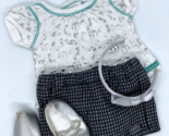 American Girl Truly Me White Tee w/ Silver Cats, Tweed Shorts, Shoes &amp; H... - £29.80 GBP
