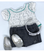 American Girl Truly Me White Tee w/ Silver Cats, Tweed Shorts, Shoes &amp; H... - £30.27 GBP