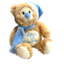Cuddle Barn Babys First Christmas Teddy Bear Plush Stuffed Animal Blue Hat Scarf - £11.00 GBP