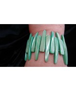 Vintage Green Pearlized Lucite Stretch Statement Bracelet - $22.00