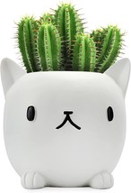 [Esterno Cute Cat Mini Planter Pot, 5-Inch, White Kitten-Shaped Resin Flower - £28.72 GBP