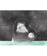 Finnish Lapphund - crystal clock in the shape of a heart with the image of a dog - $52.99