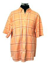 Cabela&#39;s Shirt Men&#39;s Size X-Large Button Front Orange Plaid Cotton Short Sleeves - £12.66 GBP