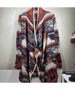 LUCKY BRAND Womens Open Front Cardigan Sweater Southwest Aztec Colors Si... - $27.45
