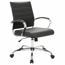 LeisureMod Benmar Black Leather Office Desk Chair, Mid-Back Ergonomic Sw... - $195.02+