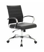 LeisureMod Benmar Black Leather Office Desk Chair, Mid-Back Ergonomic Sw... - $3,583.54 MXN+