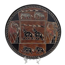 Heavy Large 12&quot; African Theme Elephant Giraffe Zebra Rhino Decorative Bowl - £31.00 GBP