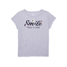 Wonder Nation Girls Short Sleeve Embellished T-Shirt, Grey Size XL(14-16... - $13.85