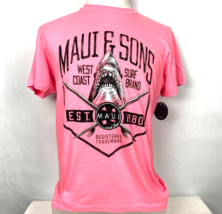 Maui And Sons West Coast Surf Brand Shirt Men M Pink Short Sleeve Surfin... - £17.33 GBP