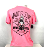 Maui And Sons West Coast Surf Brand Shirt Men M Pink Short Sleeve Surfin... - £17.40 GBP