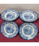 Lot of 4 Liberty Blue Old North Church Saucers/Dessert 5.5&quot; Made England - $259.72 MXN