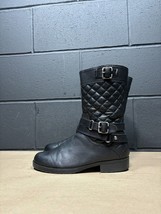 Anne Klein Callforth Black Leather Moto Fashion Biker Boots Women’s Sz 7... - $34.96