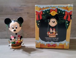Disney Mickey MInnie Mouse Christmas is in the Air Balloon Ornament 1992 Enesco - £29.11 GBP