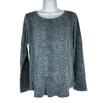 Liz Claiborne Women&#39;s Leopard Print Round Neck Blouse Size XL Blue - £11.01 GBP