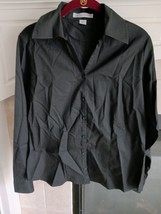 Port Authority Ladies Long Sleeve black Cotton Twill Button Down Shirt N... - £7.77 GBP