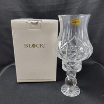Block Crystal Olympic Footed 2 pc Hurricane Lamp Candleholder Hand Cut 1... - $39.59