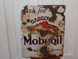 Vintage Ask For Gargoyle Mobiloil Authorized Service Porcelain Sign - $445.50
