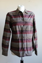 Coldwater Creek S 8 Multicolor Stripe No Iron Button Front Long Sleeve Top - £15.77 GBP