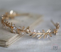 Gold leaf crown, Halo crown, Greece headband, Greek goddess crown circlet headpi - £27.96 GBP