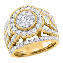 14kt Yellow Gold Princess Diamond Cluster Bridal Wedding Engagement Ring 3.00 - £2,876.88 GBP