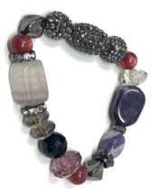 Artisan Made Multi-Color and Multi-Stone Chunky Beaded Stretch Fashion Bracelet - £6.07 GBP