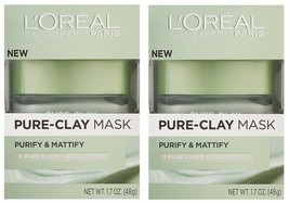 L&#39;Oreal Paris Pure Clay Mask, Purify and Mattify, 48gm (pack of 2) - £45.28 GBP