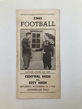 November 29 1941 Football Central High vs City High Official Program - £14.92 GBP